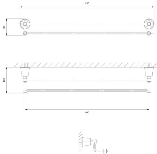 OMNIRES AL53226CR - Fali törölközőtartó ART LINE 65 cm fényezett króm