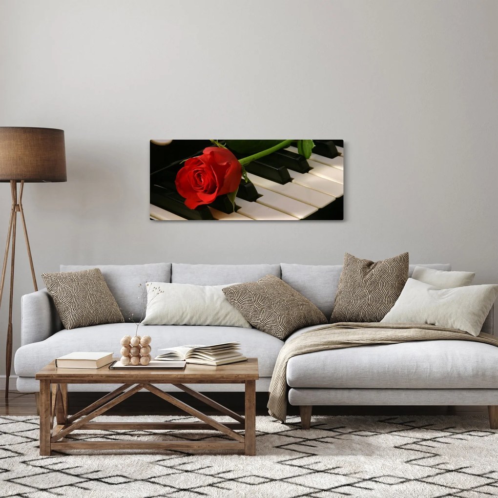 Kép - Zongora és rózsák (120x50 cm)