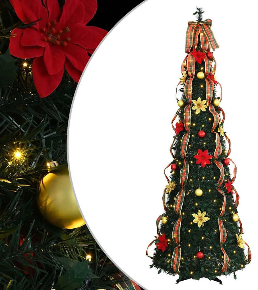 Mű karácsonyfa 200 LED-del állvánnyal Zöld 210 cm PVC