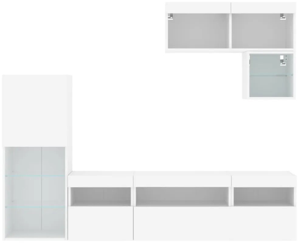 vidaXL 6 darab fehér szerelt fa fali TV-bútor LED-del