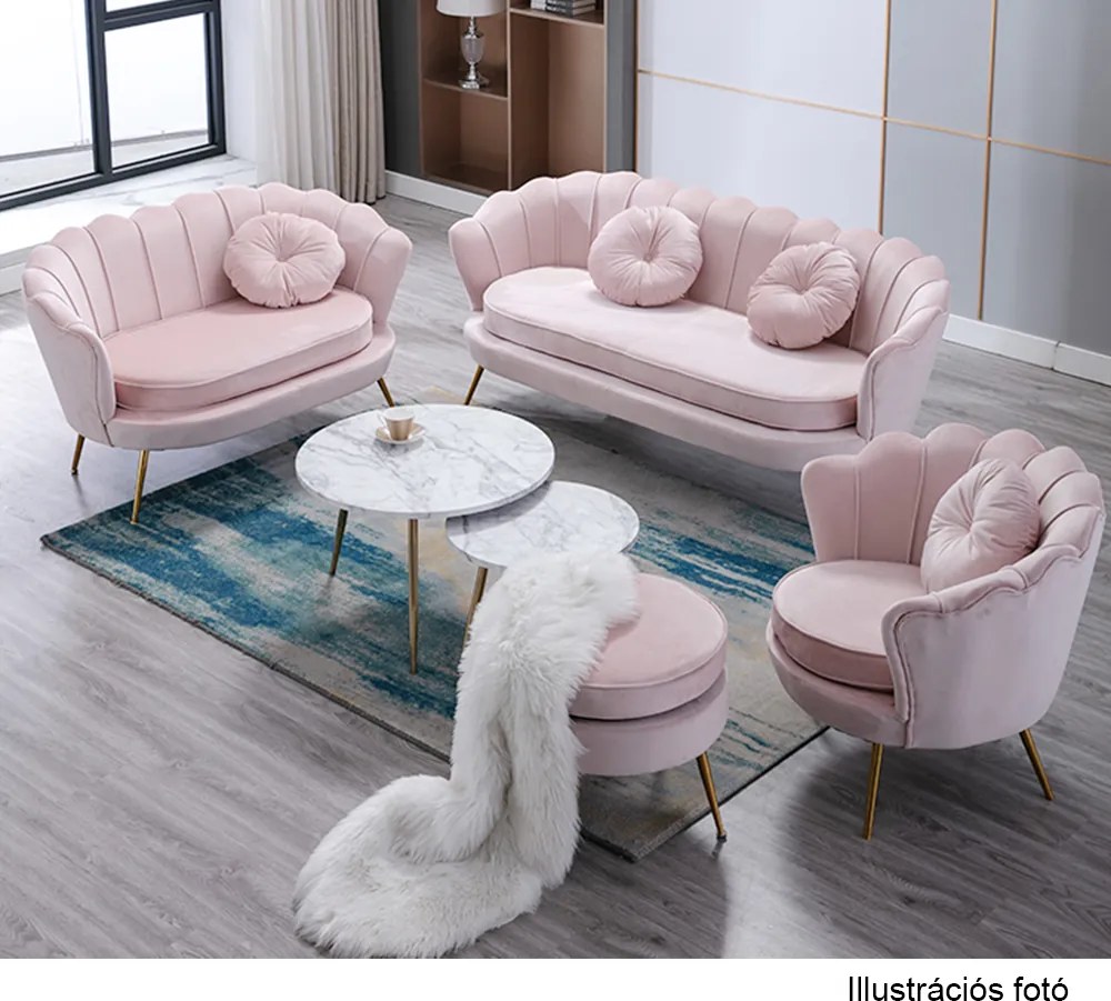 Pad Art-deco stílusban, rózsaszín Velvet anyag/gold chróm-arany, NOBLIN