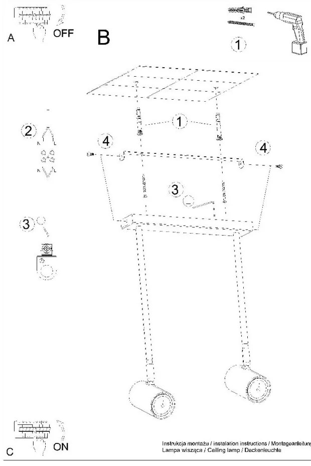 Fekete spotlámpa 10x30 cm Jones – Sollux