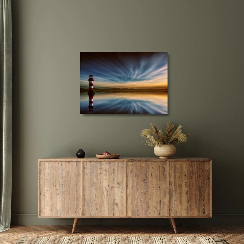 Világítótorony a tengeren (üvegen) (70x50 cm)