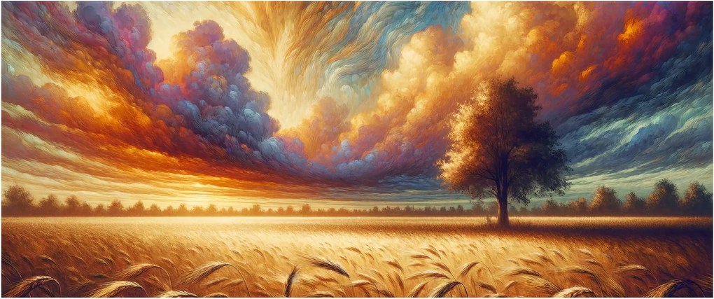 Kép – Fa a mezőn (120x50 cm)
