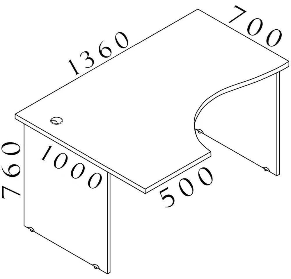 Visio LUX ergonomikus asztal 136 x 100 cm, bal, dió