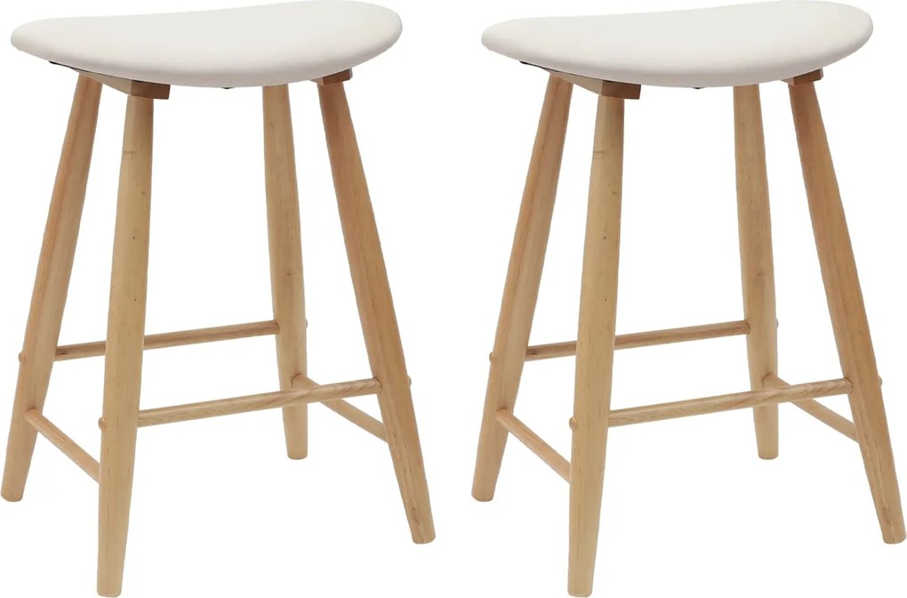 vidaXL Étkező Székek 2 pcs Természetes 46 x 37 x 63 cm Tömör Gumi Fa