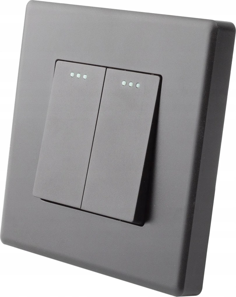 Kapcsoló Fénykapcsoló Dupla Fali Fekete Műanyag Luuna