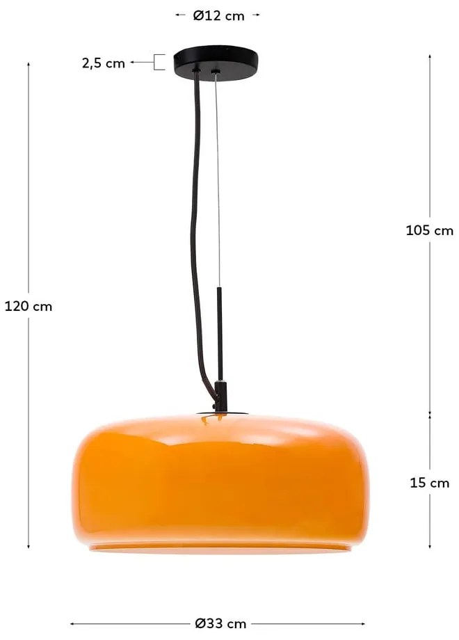 Narancssárga LED függőlámpa üveg búrával ø 38 cm Reig – Kave Home