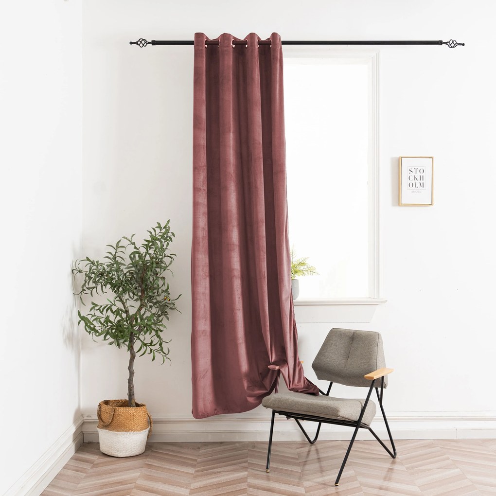Sötétítő függöny ELVIO VELVET 140x250 cm, óarany rózsaszín Felfüggesztés: Hullámos sínszalag