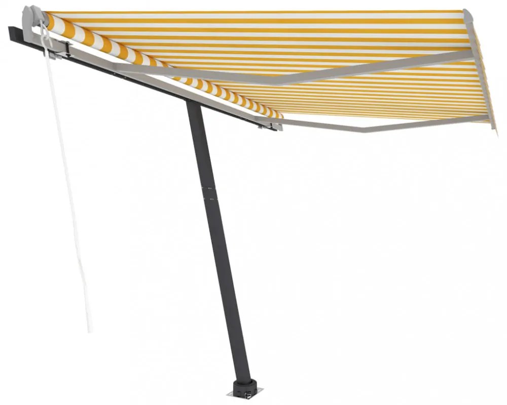 sárga-fehér automata póznás napellenző 350 x 250 cm