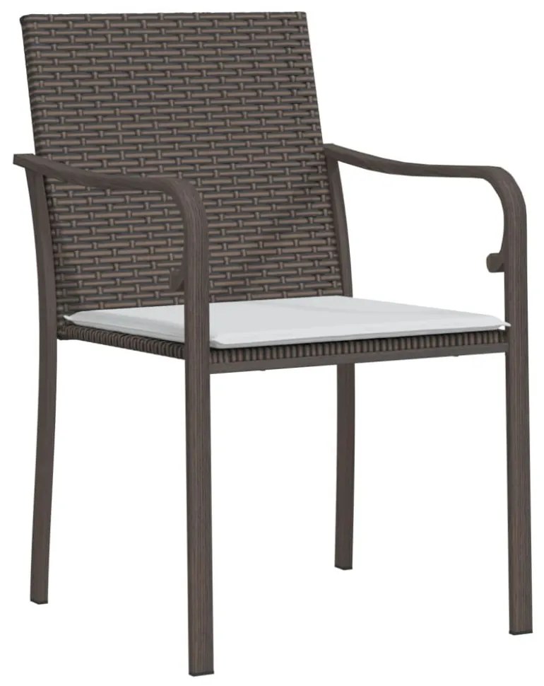 2 db barna polyrattan kerti szék párnával 56 x 59 x 84 cm