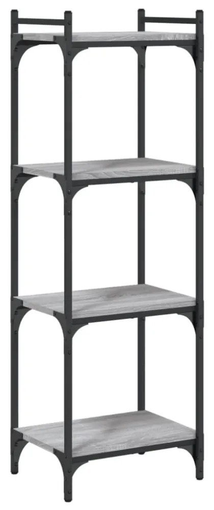 4 szintes szürke sonoma szerelt fa könyvespolc 40 x 30 x 120 cm