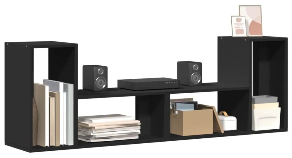 2 db fekete szerelt fa TV-szekrény 75 x 30 x 50 cm