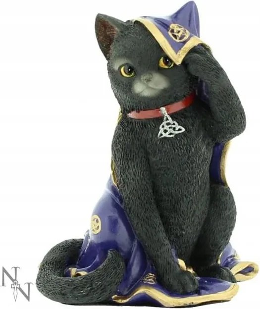 Macska- Jinx Black Cat Figurine Wiccan Witch Gothic figura Eredeti Angliából