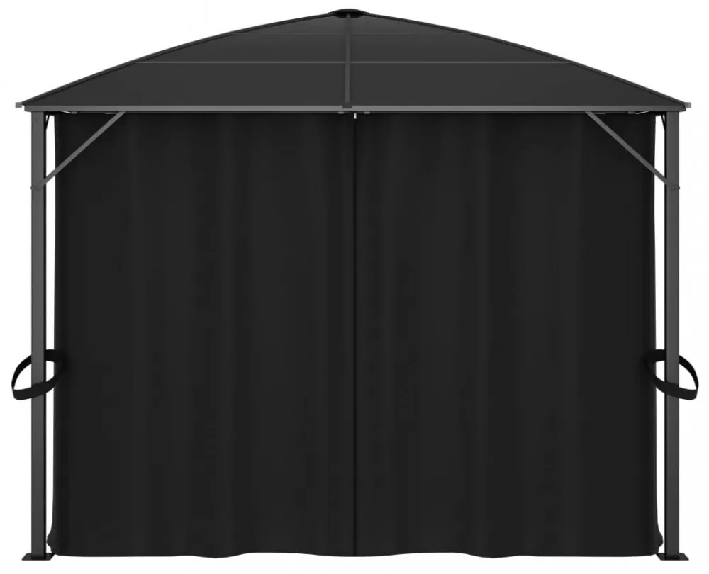 antracitszürke pavilon függönyökkel 400 x 300 x 265 cm
