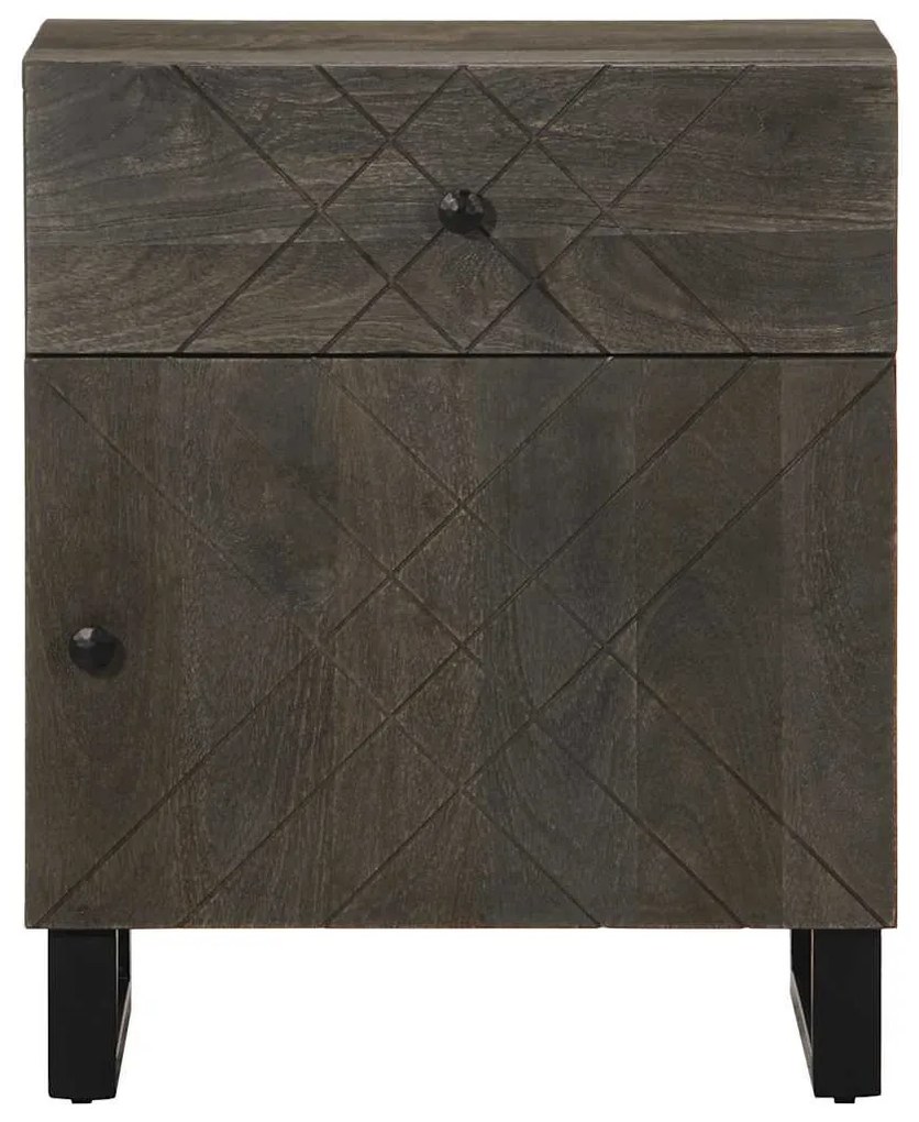 fekete tömör mangófa éjjeliszekrény 50 x 33 x 60 cm