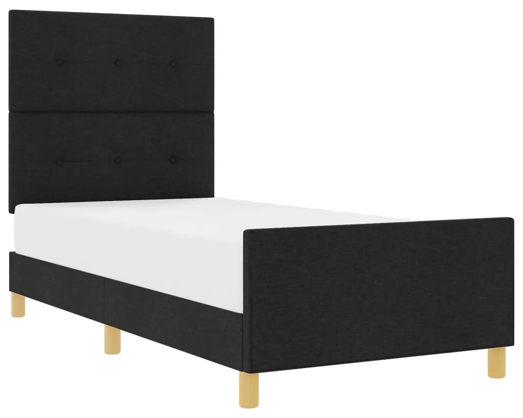 vidaXL Ágykeret fejtámlával Fekete 100 x 200 cm szövet
