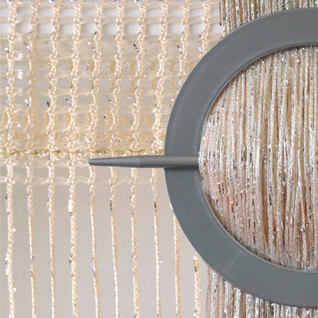 Függöny Spagetti 100 x 200 Fonott Ezüst Cérna Ecru Zsinórok