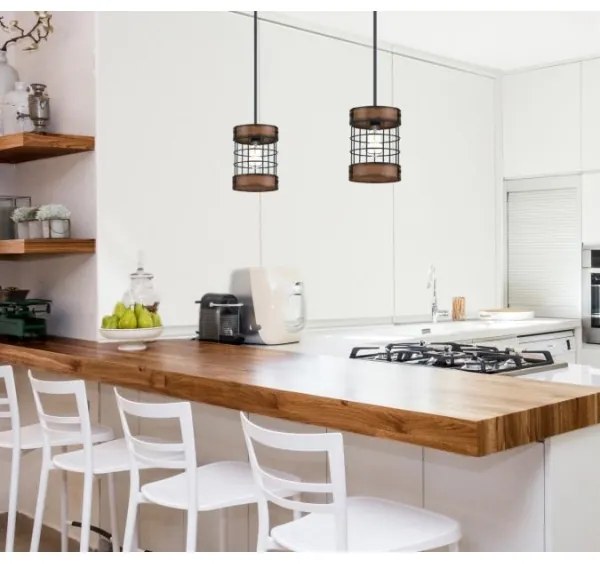 Westinghouse 61179 - Csillár zsinóron LANGSTON 1xE27/60W/230V barnwood