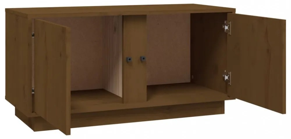 mézbarna tömör fenyőfa TV-szekrény 80x35x40,5 cm