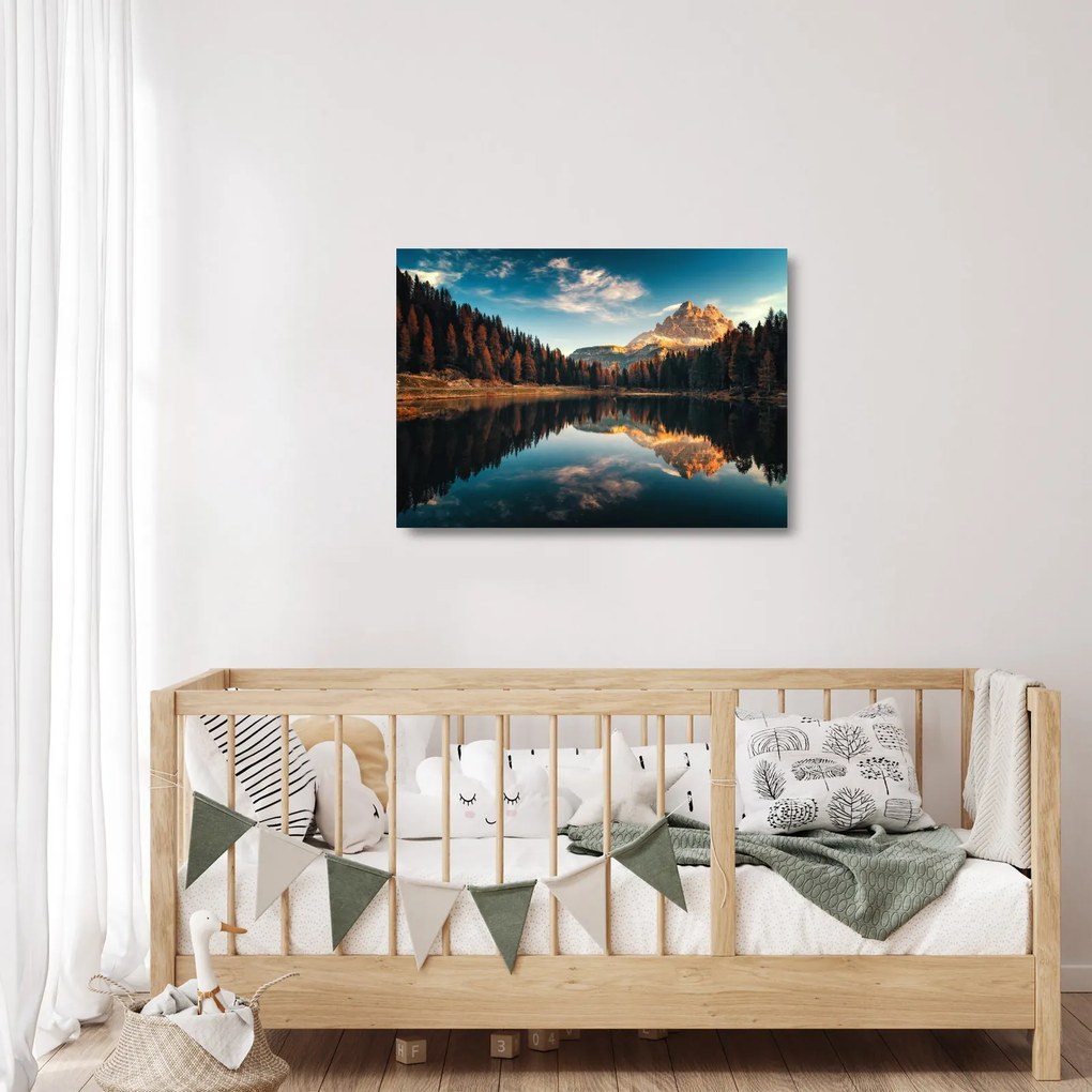 Kép - alpesi, olaszország, dolomitok, Antorno (üvegen) (70x50 cm)