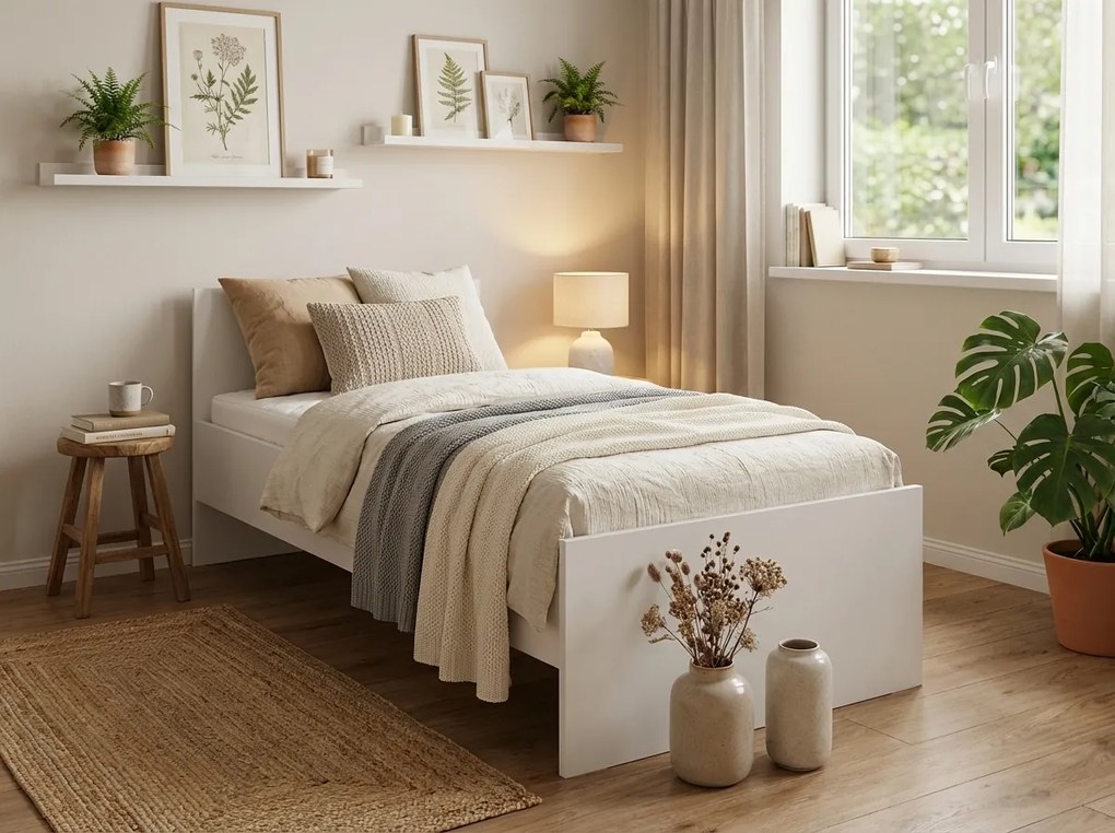 Ágy ELISA 90 x 200 cm, fehér Ágyrács: Ágyrács nélkül, Matrac: Coco Maxi 20 cm matrac