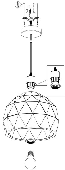 Eglo 97855 - Csillár zsinóron ROCCAFORTE 1xE27/60W/230V