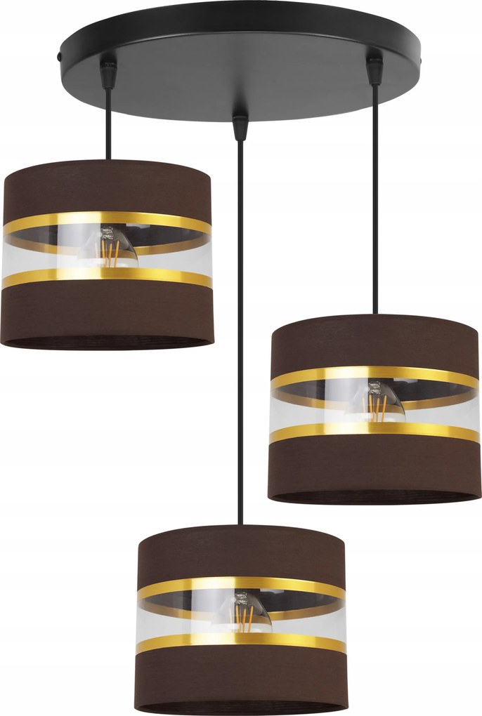 Mennyezeti Függőlámpa Hármas Csillár Glamour Arany Csíkos Lámpabúra