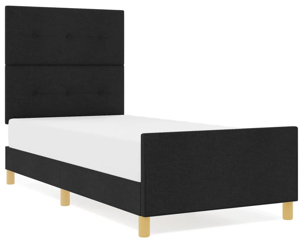 vidaXL Ágykeret fejtámlával Fekete 100 x 200 cm szövet