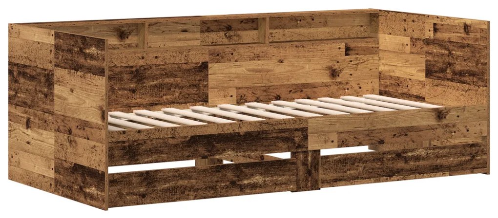 vidaXL Nappaliágy fejtámlával fiókkal Öreg fa 90 x 200 cm Faanyag