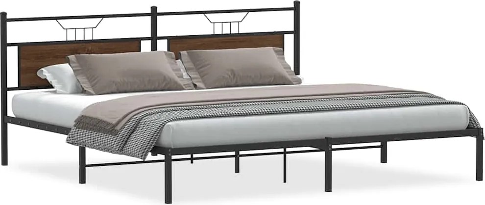 vidaXL barna tölgy színű szerelt fa ágykeret matrac nélkül 200x200 cm
