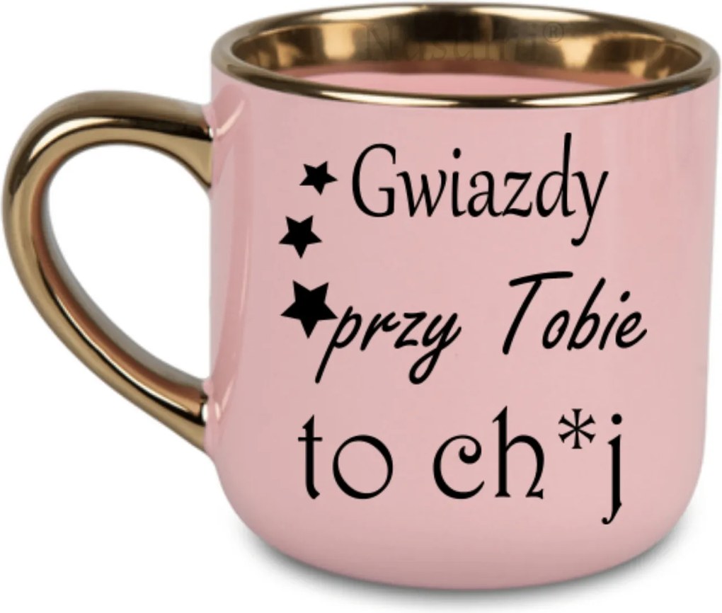 Elegáns bögre Csillagok melletted ch.j arany díszítéssel 400 Rózsaszín