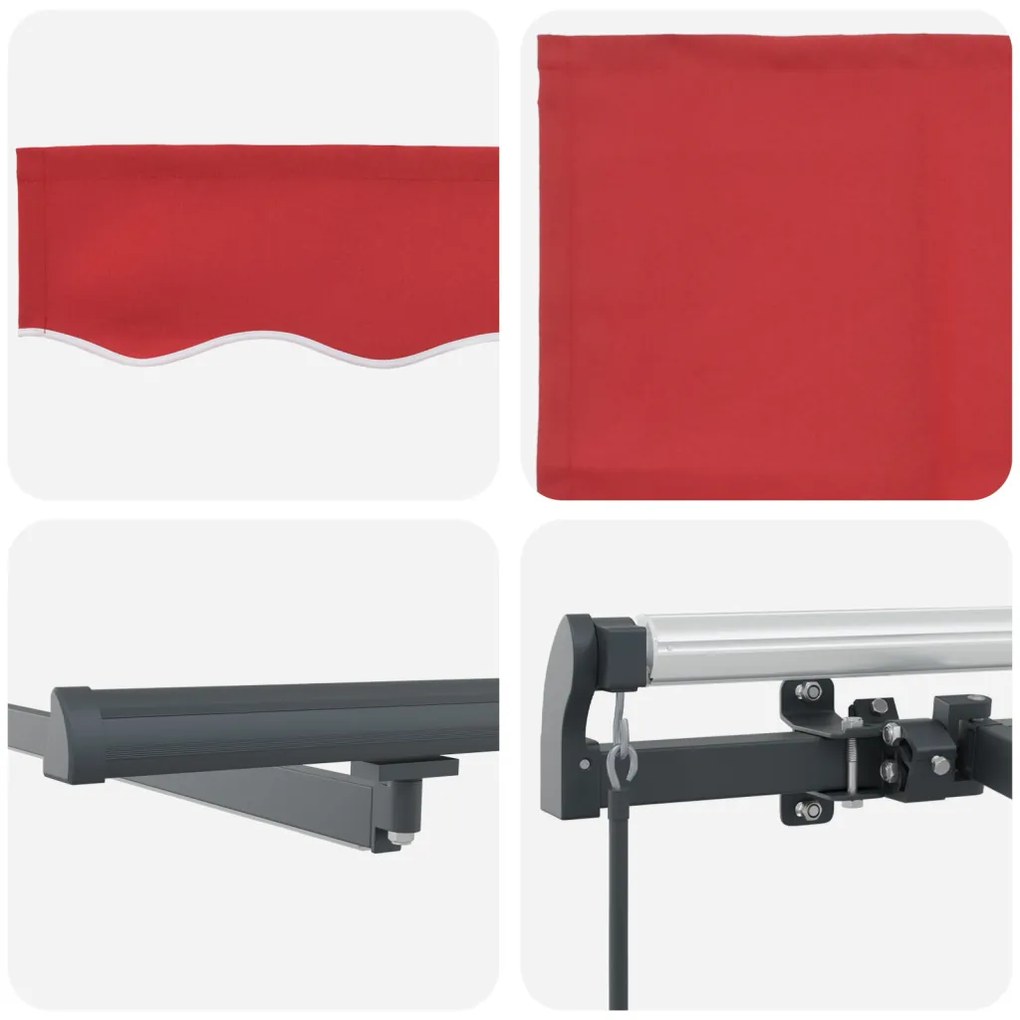 Manuális Behúzható Napellenző LED-del Piros 350x250 cm