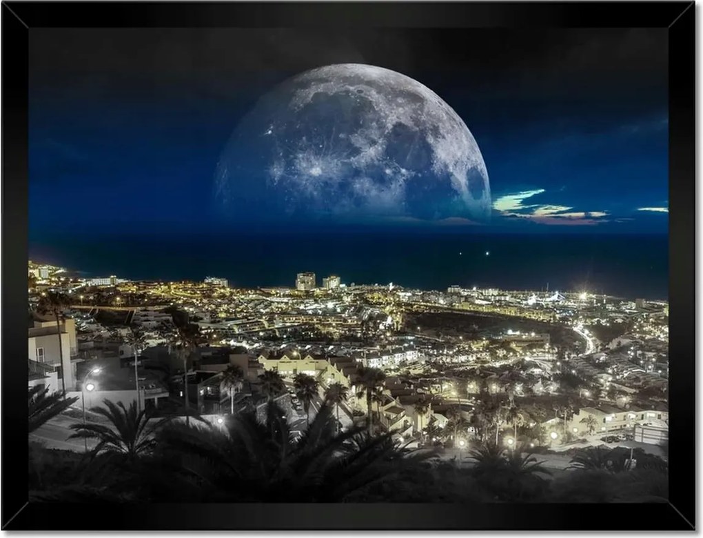 Poszterek keretben 40x30 Hold a város felett Éjszaka
