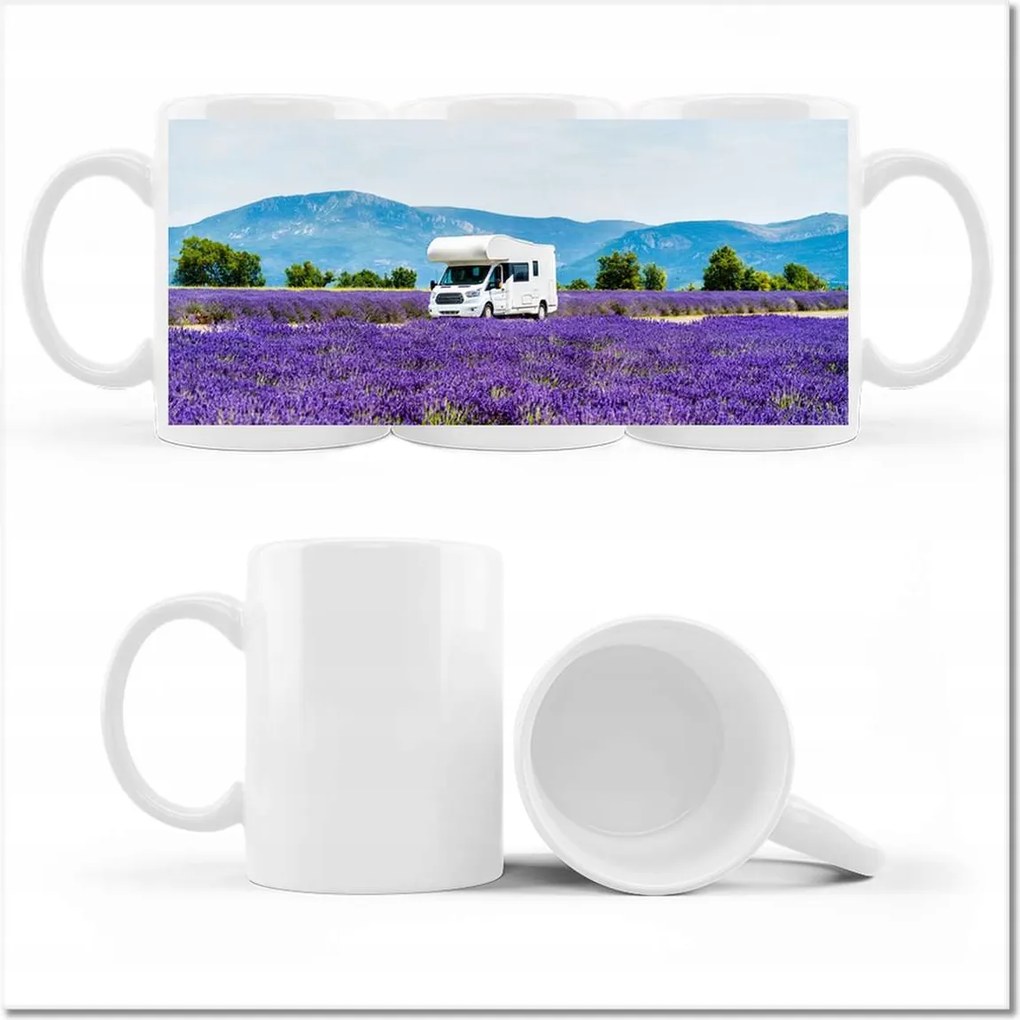 Fotó bögre Lakókocsi a levendulamezők között