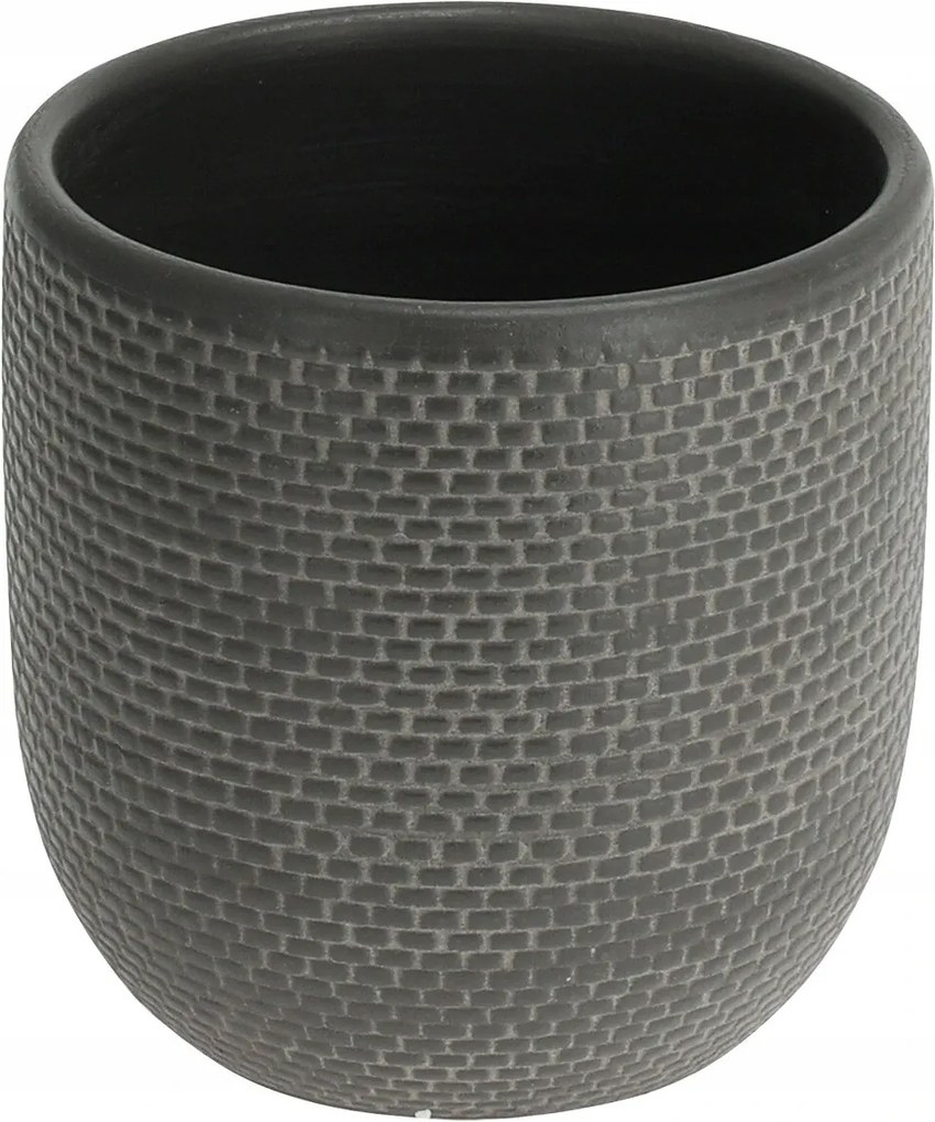Weave L virágcserép (17,5x17,5x17 cm) sötétszürke, matt textúrával