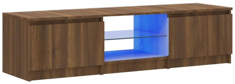 barna tölgyszínű TV-szekrény LED-ekkel 140 x 40 x 36 cm