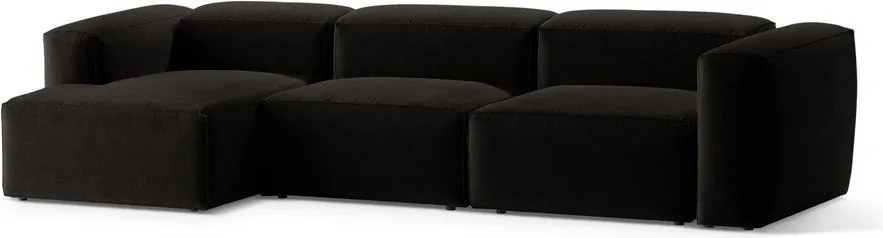 Fekete sarokkanapé (bal oldali-heverő résszel) Bergamo – Cosmopolitan Design