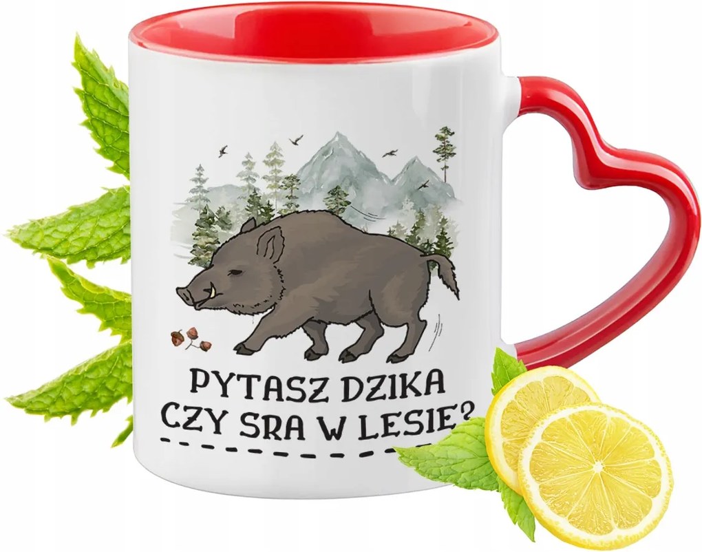 Vicces Piros Bögre Szív Alakú Füllel Ajándék