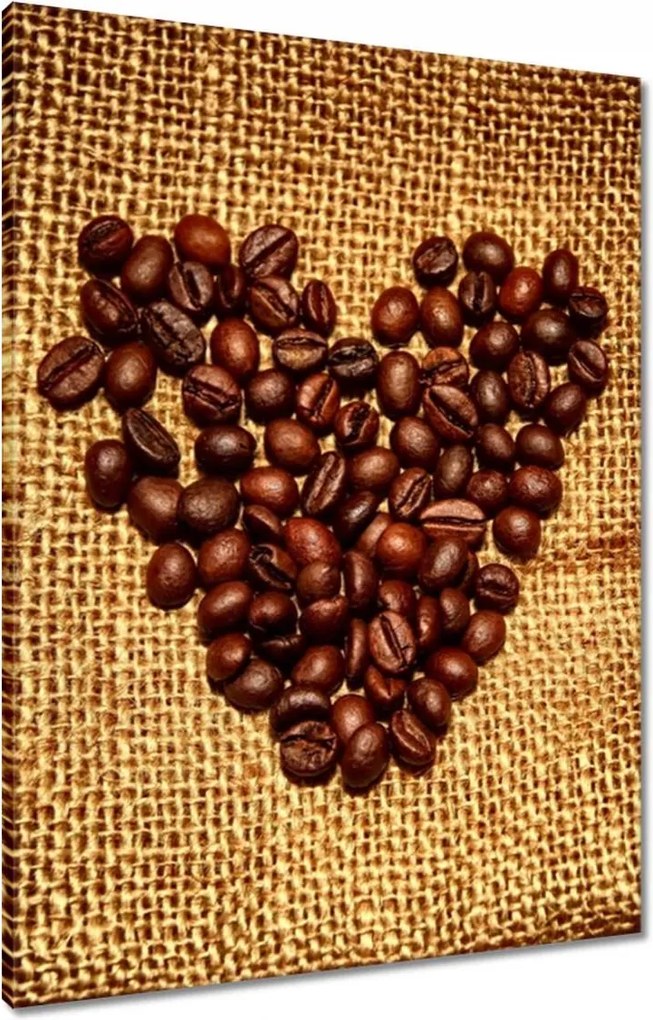 Vászonkép 60x80 Szív kávébabból