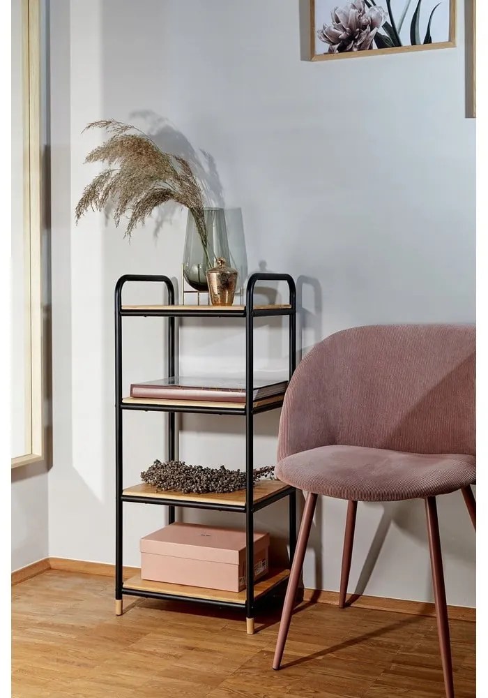 Fekete-natúr színű fém fürdőszobai polcos állvány 42x94,5 cm Loft – Wenko