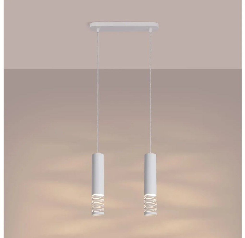 Sollux SL.1687 - Csillár zsinóron LAMI 2xGU10/10W/230V fehér