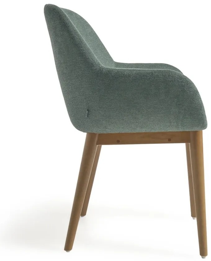 Zöld kárpitozott karfás étkezőfotel Konna – Kave Home