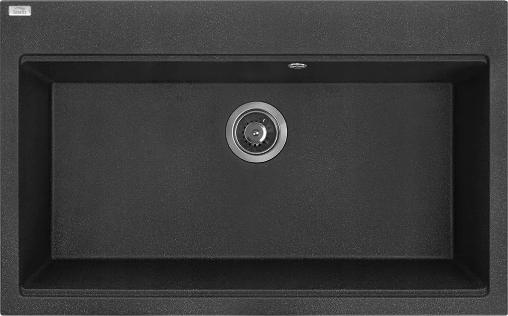 Tau 1 kamrás mosogató 80x50 cm, Space Saving szifon, Fekete