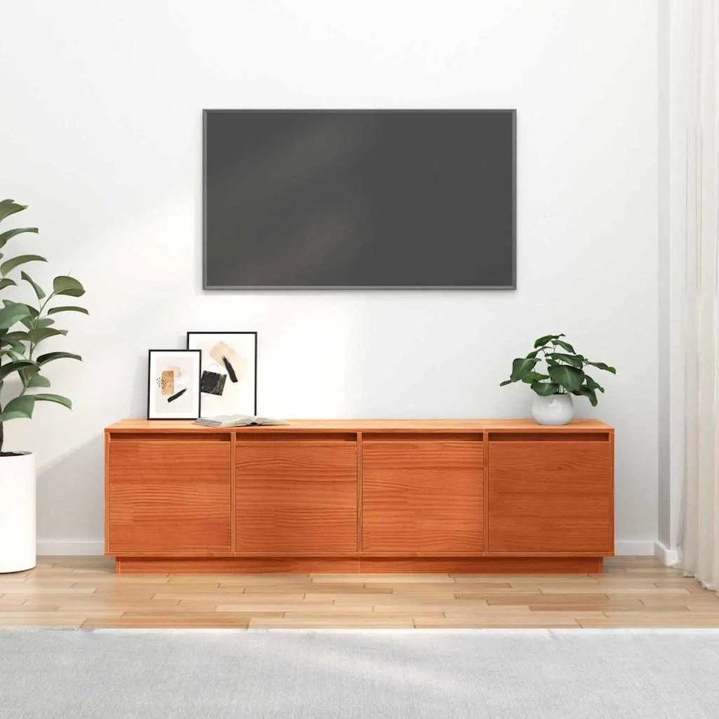 TV szekrény Barna 156 x 37 x 45 cm Tömör fenyőfa
