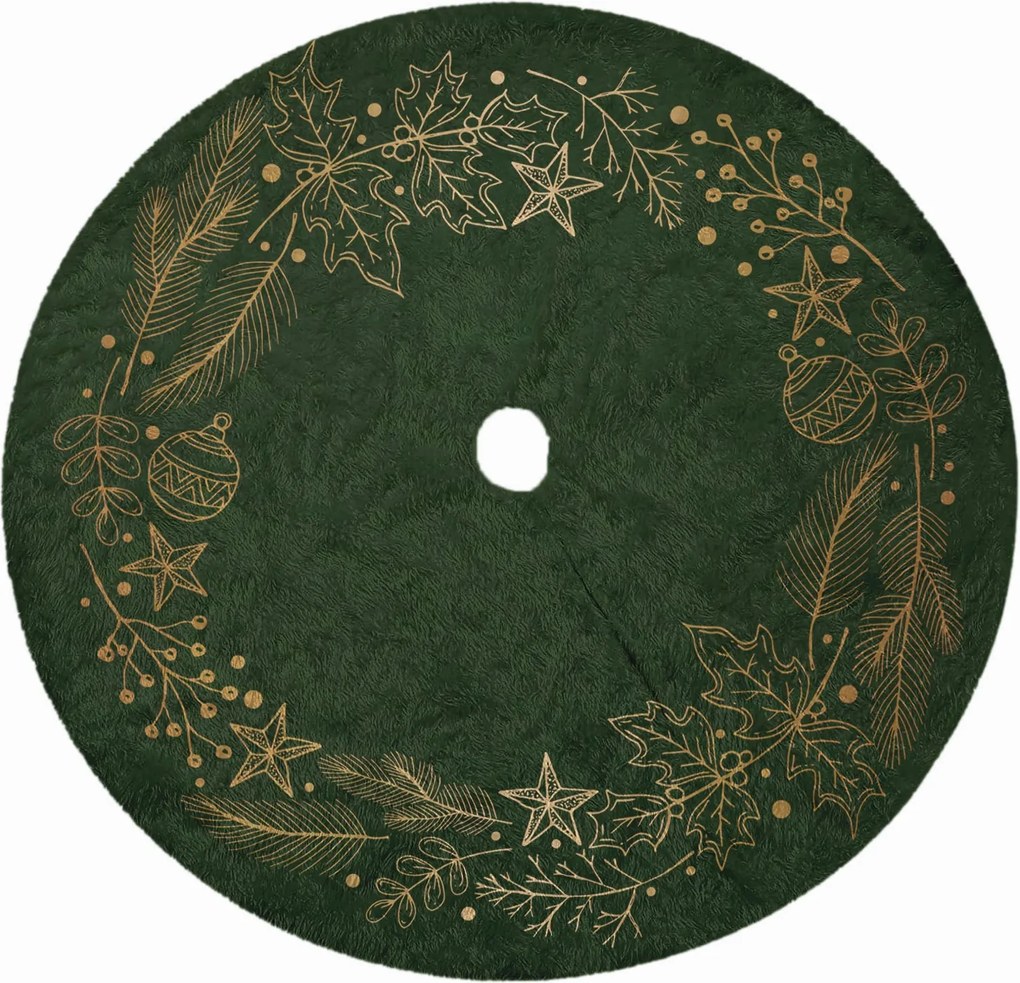 Karácsonyfa Alatti Szőnyeg Plüss Szőnyeg Karácsonyi Szőnyeg, átm. 120 cm Zöld