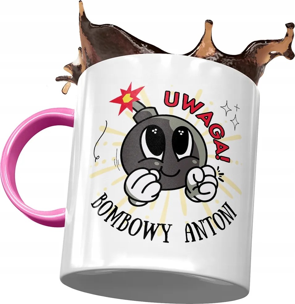 Rózsaszín bögre Antal kollégának Ajándék fényképes nyomtatással