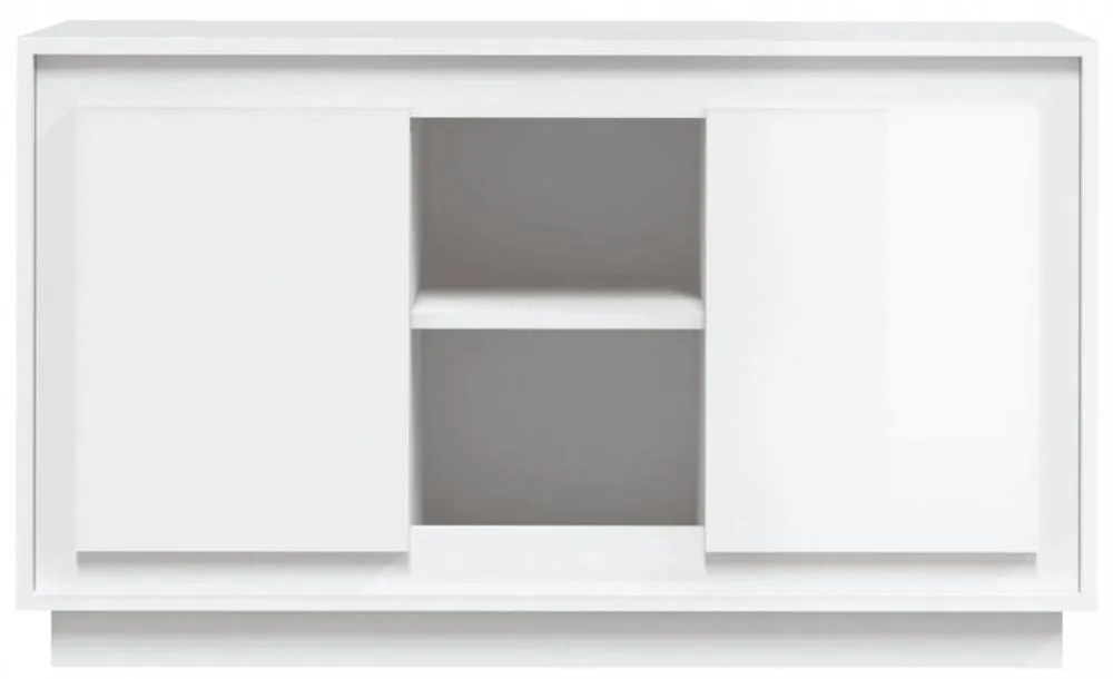 Magasfényű fehér szerelt fa tálalószekrény 102x35x60 cm