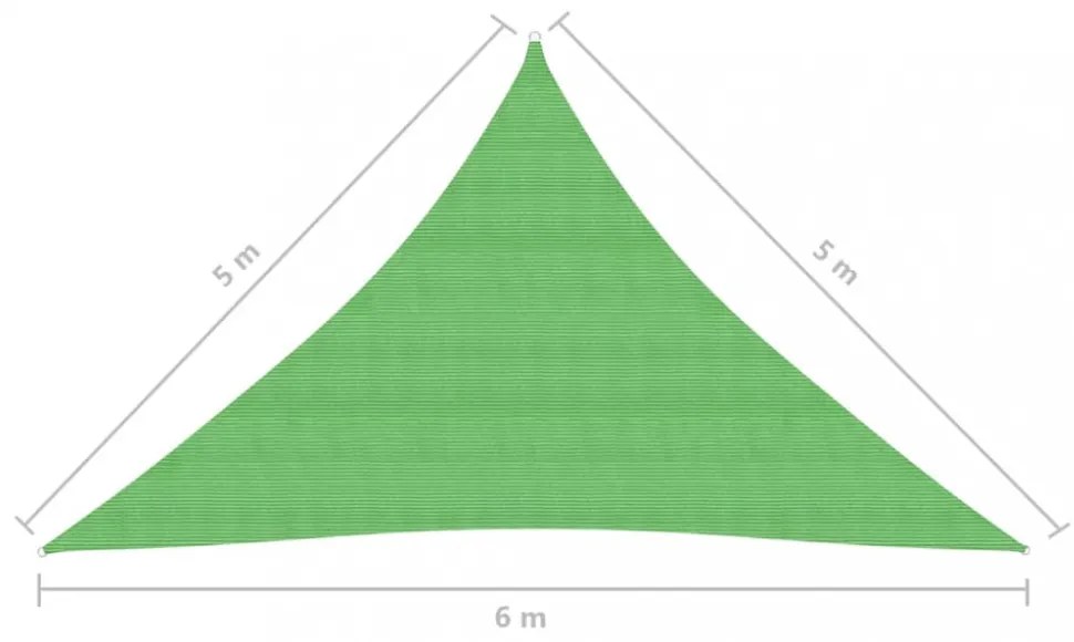 világoszöld HDPE napvitorla 160 g/m² 5 x 5 x 6 m
