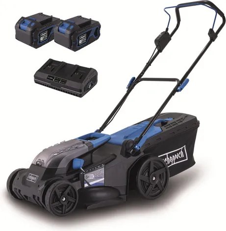 Scheppach BC-MP430-X-SET XL2 - akkus fűnyíró indukciós motorral 4 az 1-ben 2x20V, IXES 20V (2 db akkuval és töltővel)